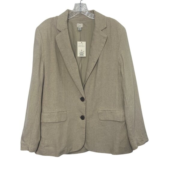 A New Day Linen Blend Blazer Womens Medium Beige New - Picture 2 of 9